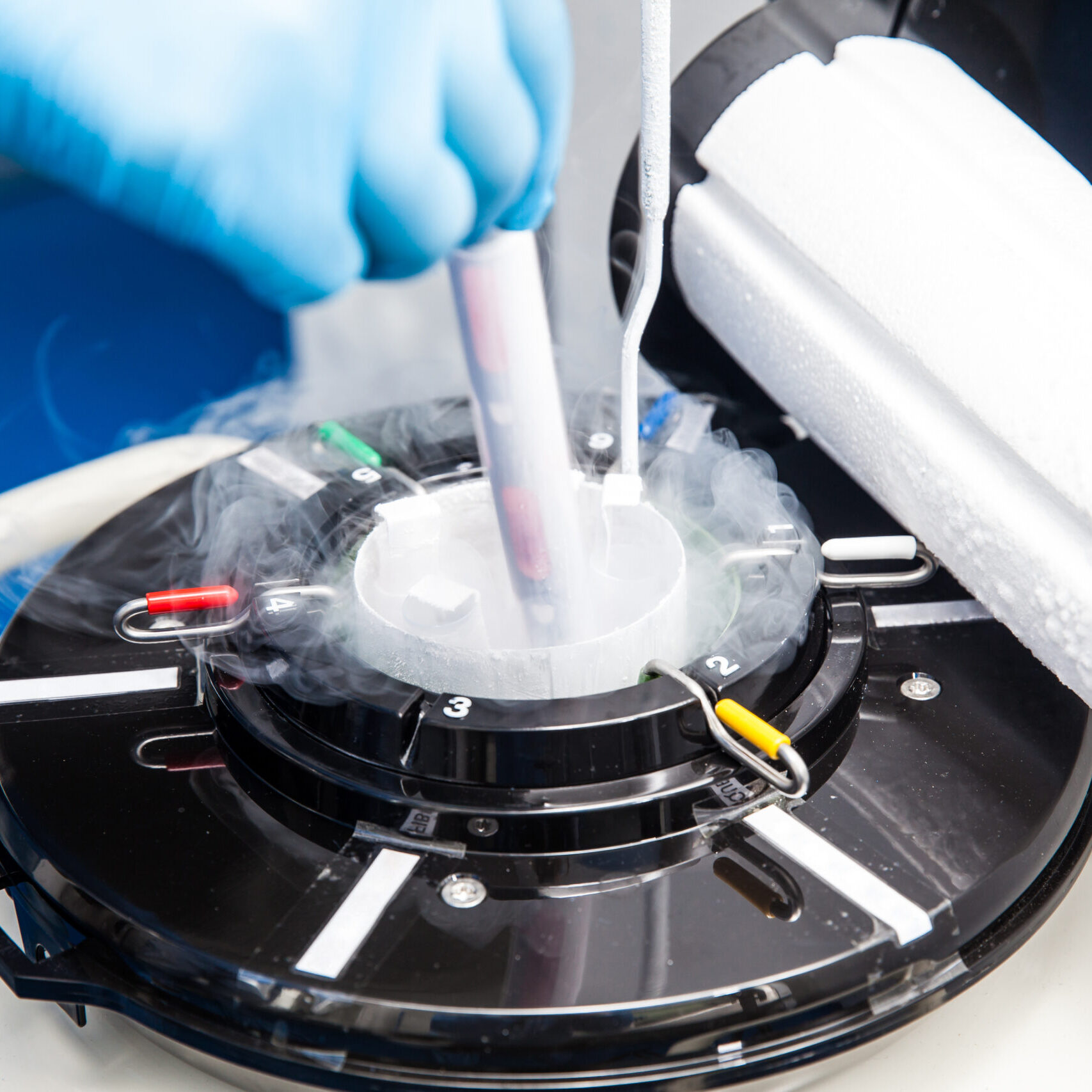 Liquid nitrogen cryogenic tank at life sciences laboratory